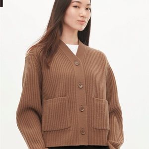 Uniqlo U Premium Lambswool Ribbed Long-Sleeve Cardigan